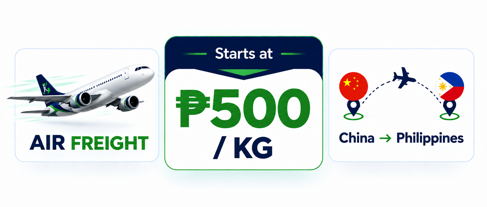 Air Freight Rates starting at 500 pesos per kilogram from China to the Philippines